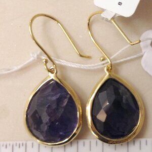 NWT $1,495 Ippolita Rock Candy 18K Yellow Gold Iolite Medium Teardrop Earrings